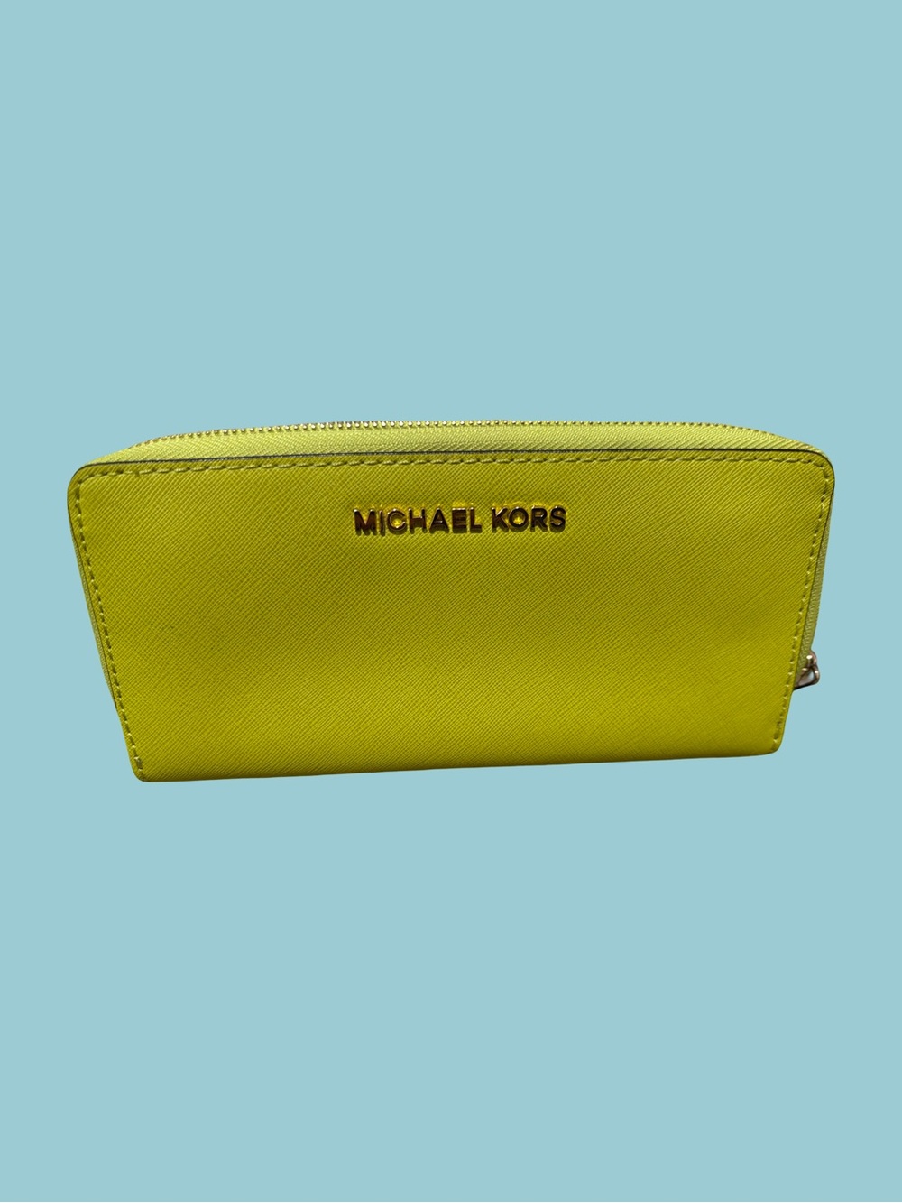 Michael Kors Bright Yellow Saffiano Zip Around Wallet